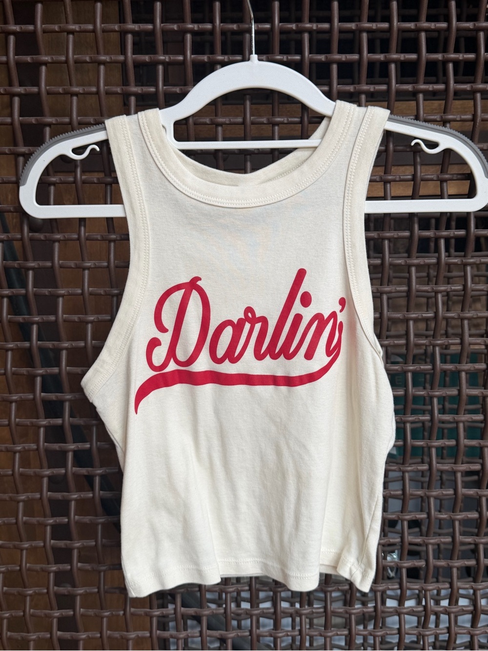 The Laundry Room Darlin’ Graphic Cropped Tank Top Cream Size Small